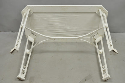 Antique Gothic Renaissance Wrought Iron Stretcher Base Potting Side Table (A)