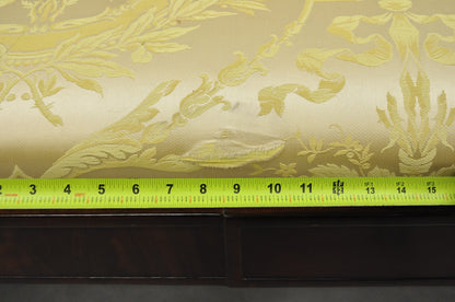 Antique American Empire Neoclassical Carved Mahogany Sofa with Gold Fabric