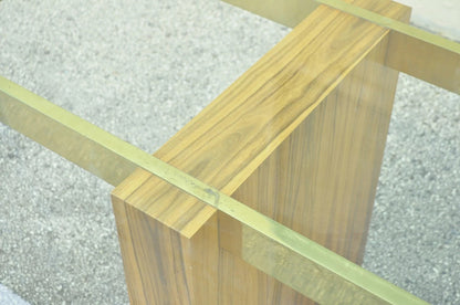 Kagan Lacquered Rosewood and Brass Cantilever Glass Top Extension Dining Table