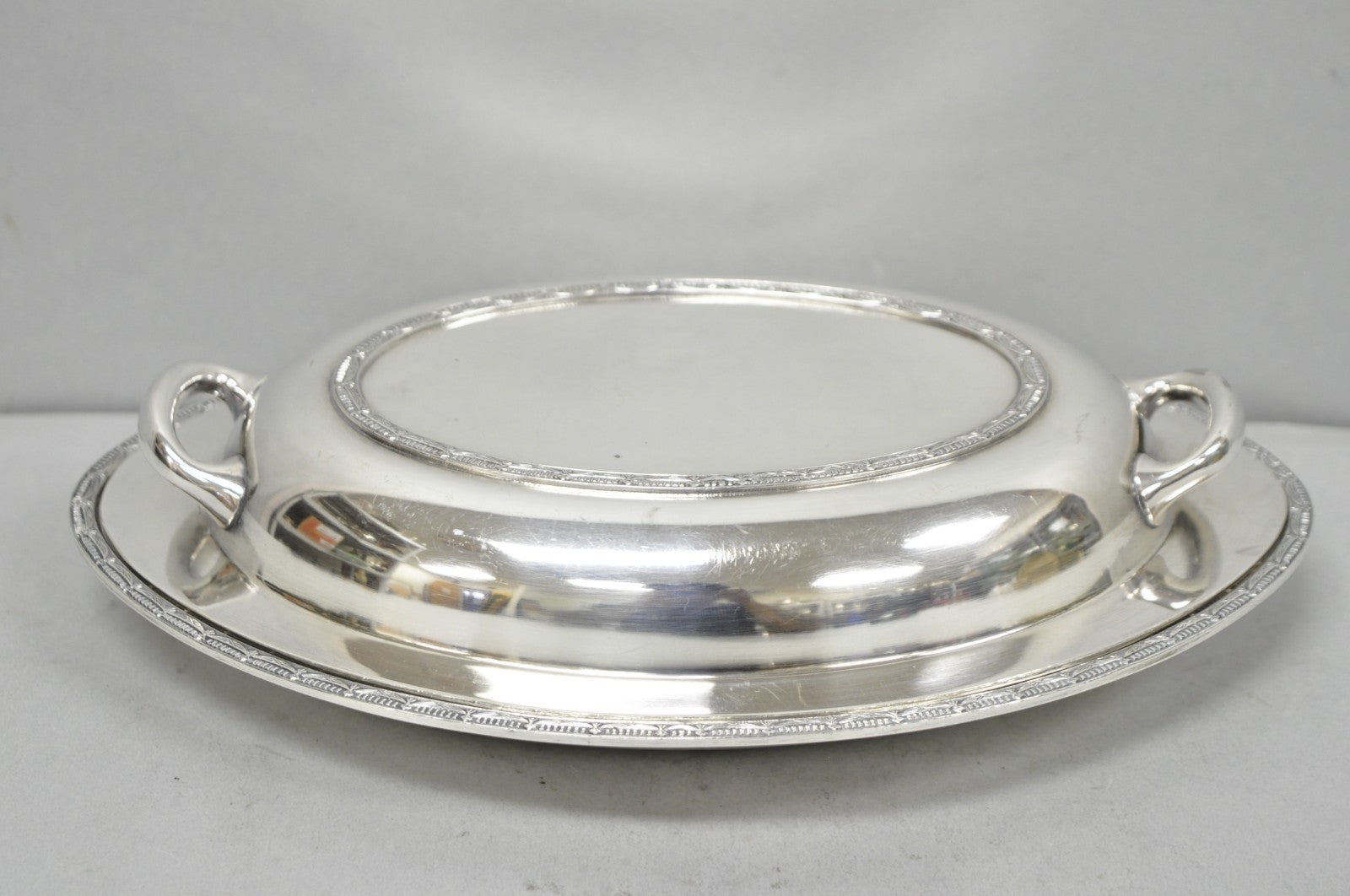 Vintage T&T Silver Plated Victorian Oval Vegetable Serving Platter w/ Drapes