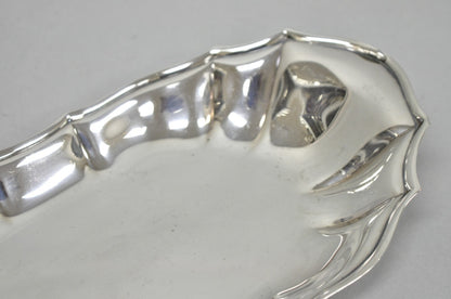 Vintage English Victorian Style Scalloped Oval Narrow Silver Plated Trinket Dish