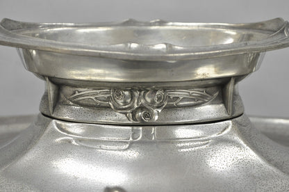 Antique Kayserzinn 4640 German Art Nouveau Pewter Metal Serving Platter w Birds