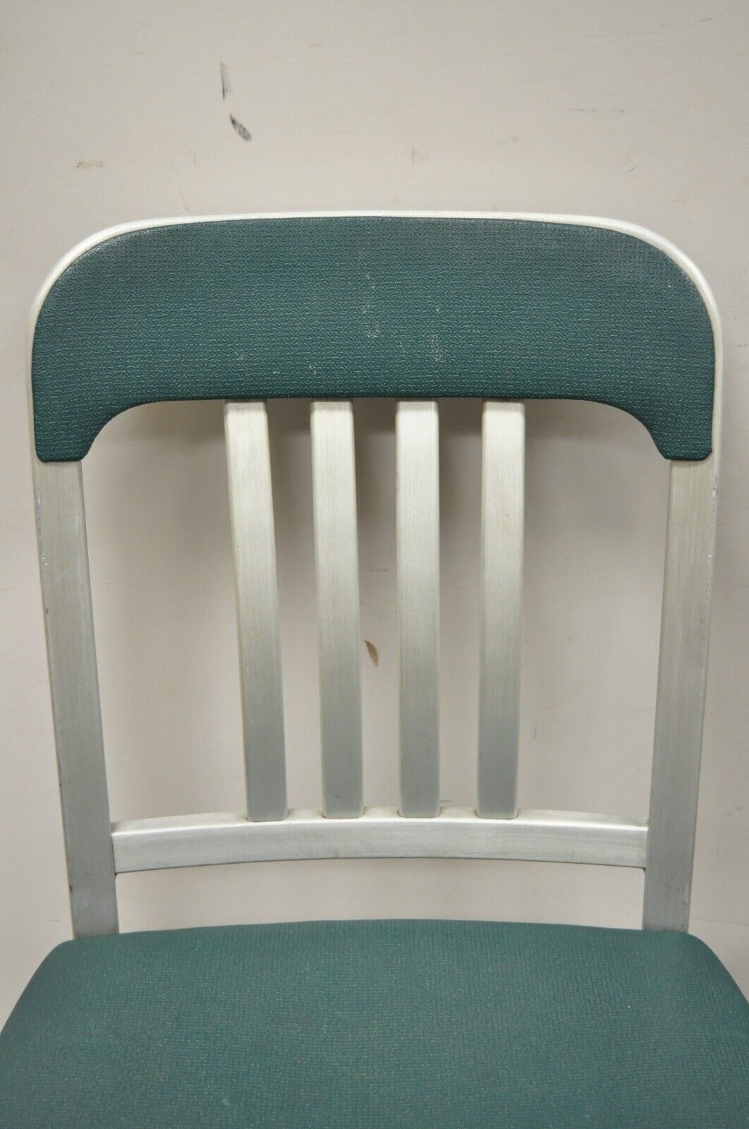 Vintage Good Form Aluminum Frame Green Vinyl Side Chairs - Set of 4