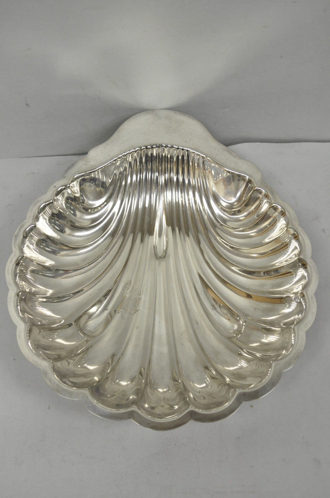Vintage Mid Century Modern Large Silver Plated Clam Shell Serving Dish Platter