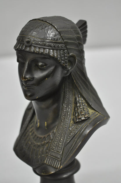 Antique Egyptian Revival Small 7" Bronze Grand Tour Bust of a Pharaoh