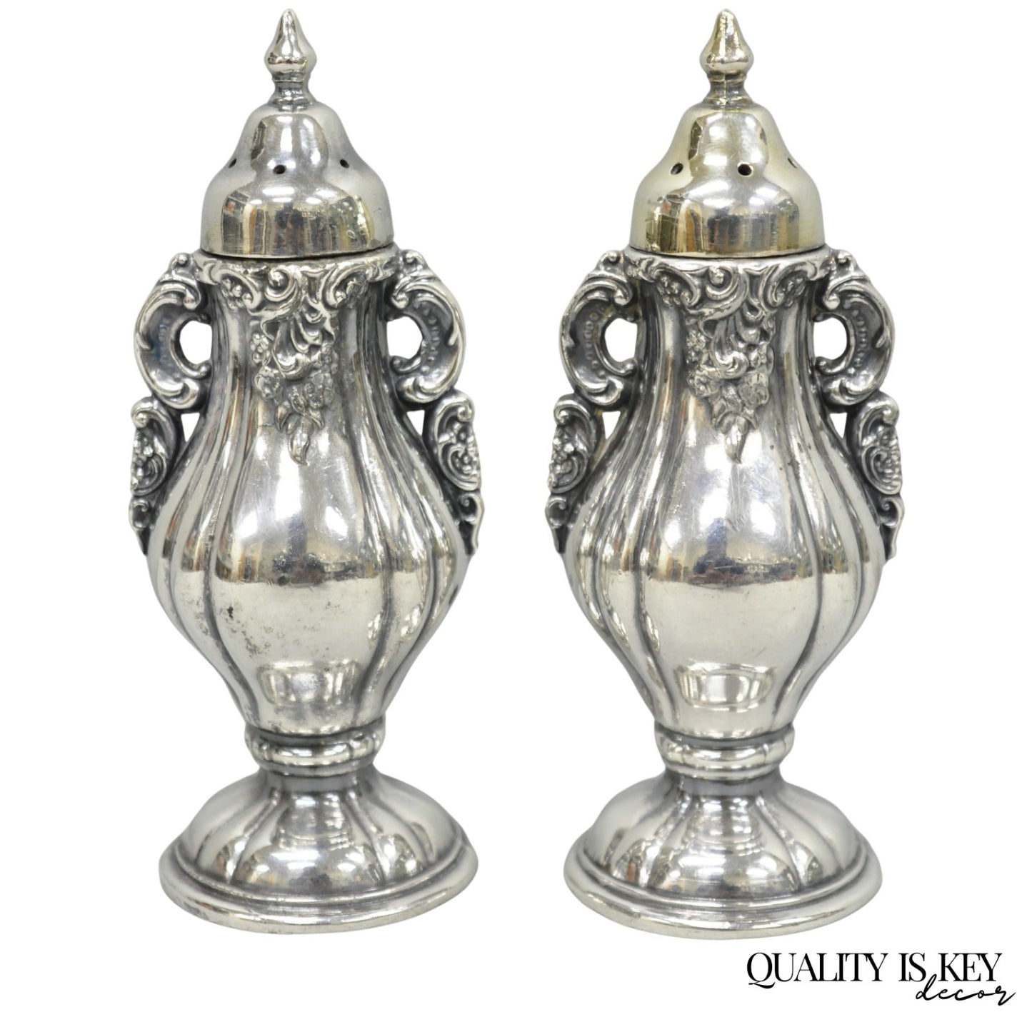 Vintage Wallace Baroque Ornate Silver Plated Salt & Pepper Shakers - a Pair