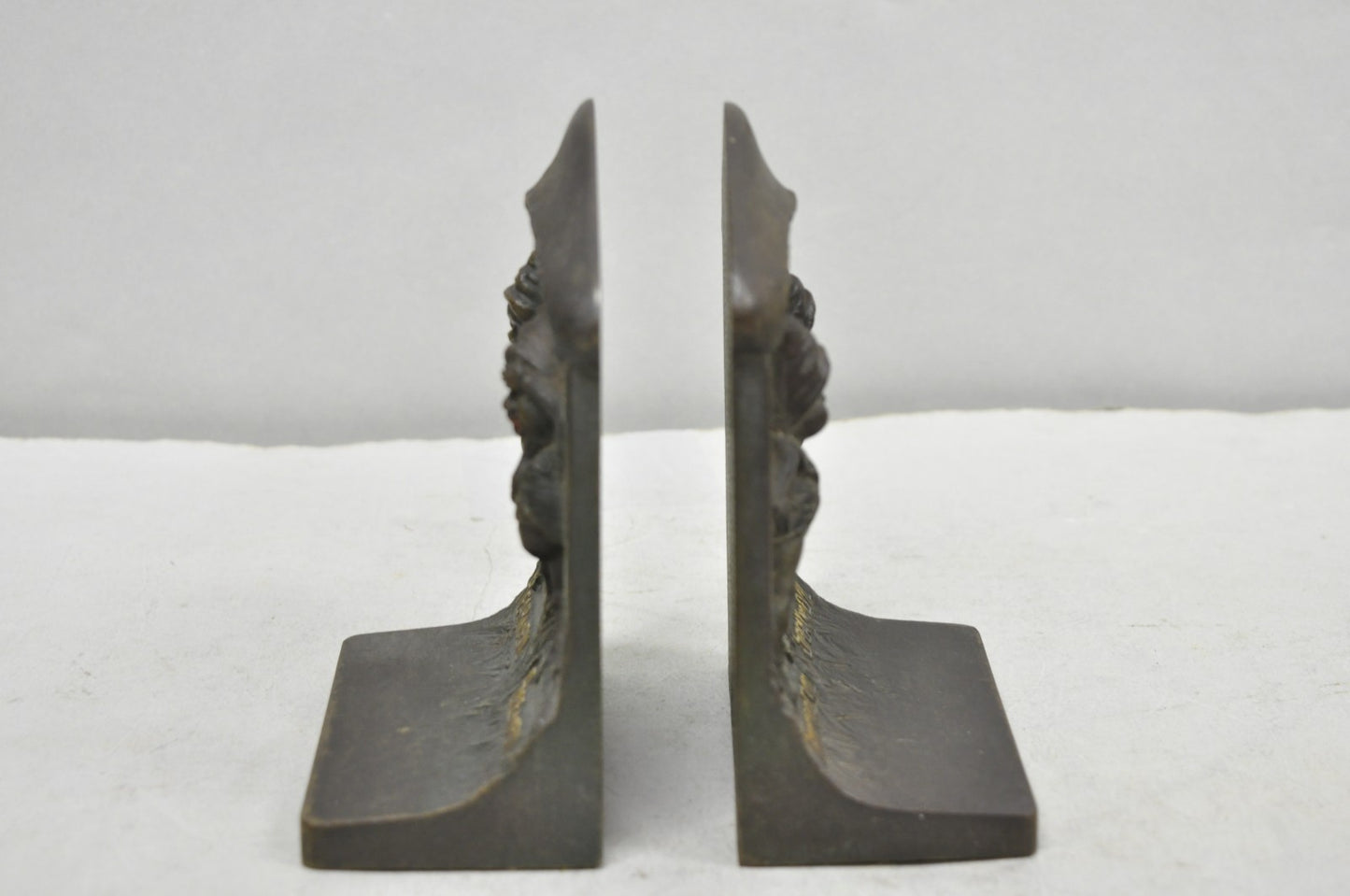 Antique Bradley & Hubbard See No Evil Gnome Mushroom Cast Iron Bookends - Pair