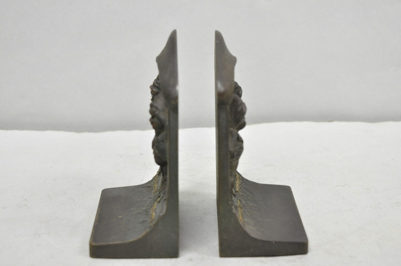Antique Bradley & Hubbard See No Evil Gnome Mushroom Cast Iron Bookends - Pair