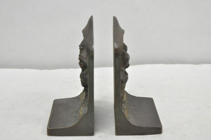 Antique Bradley & Hubbard See No Evil Gnome Mushroom Cast Iron Bookends - Pair