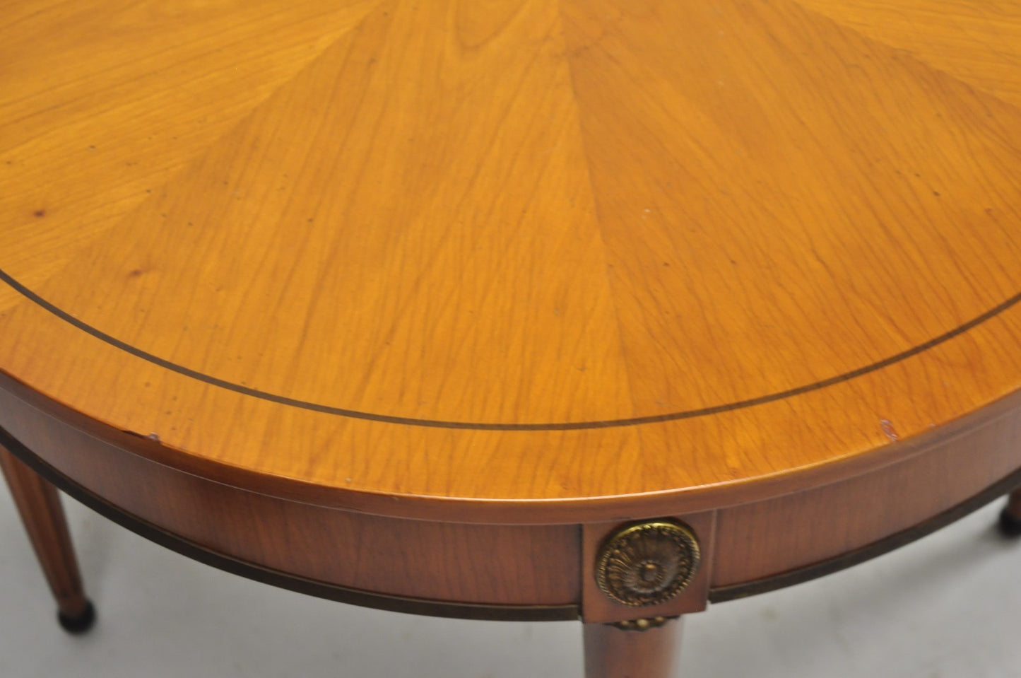 John Scalia French Empire Style Round Cherry Wood Bouillotte Lamp Side Table