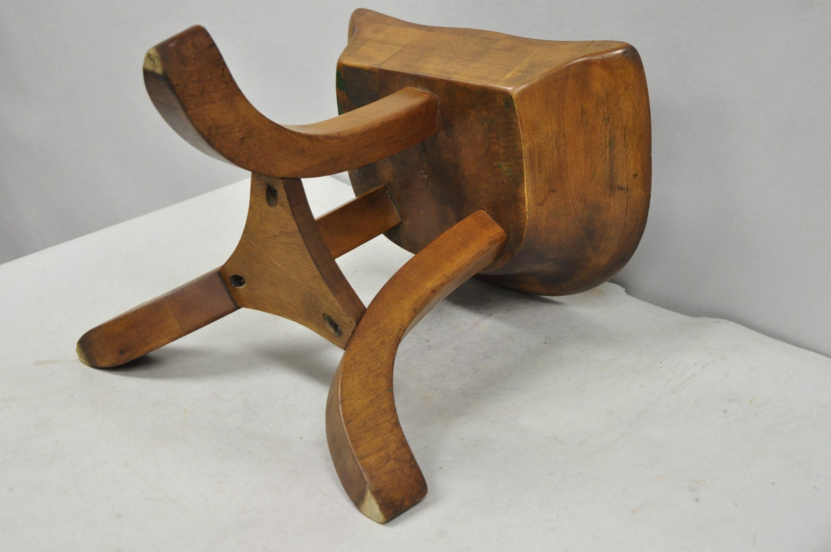 Vintage Mid Century Modern Mahogany Adolf Loos Theban Style Tripod Saddle Stool