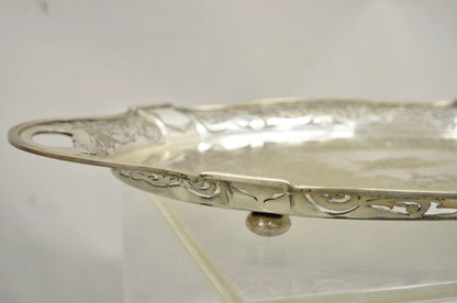 Antique D&H England Victorian Silver Plated Scalloped Serving Platter Bar Tray