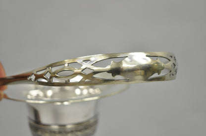 Vintage Victorian Silver Plated Trumpet Flower Vase with Reticulated Handle
