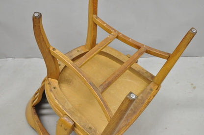 Traditional Antique Solid Golden Oak Wood Office Library Bankers Arm Chair