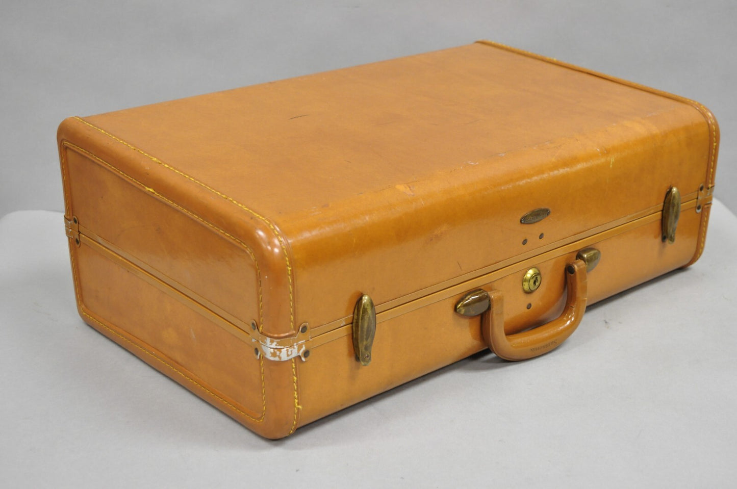 Vintage Samsonite Art Deco Brown Leather Hardcase 21" Suitcase Luggage Bag