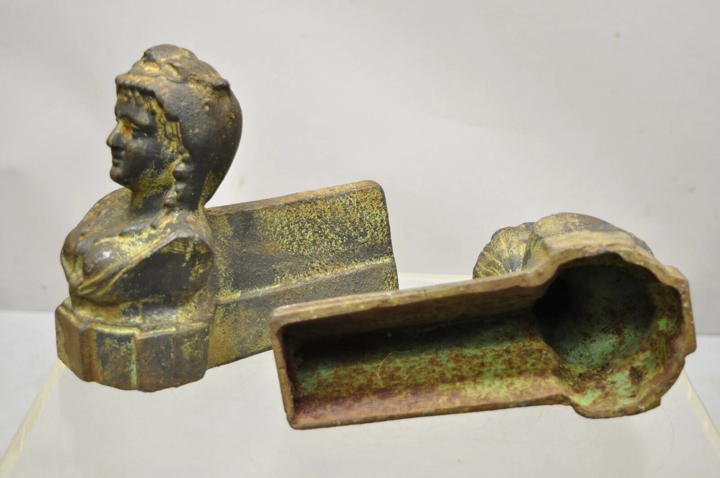 French Victorian Style Cast Iron Figural Women Bust Maiden Form Boot Scraper