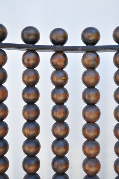 Hollywood Regency Wood Ball Abacus Wrought Iron Curule Dining Chairs - Set of 4