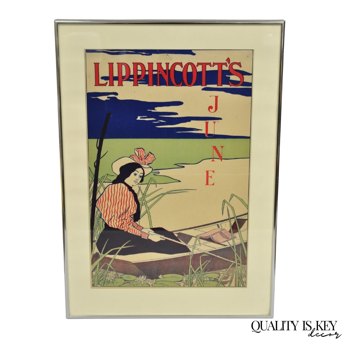 Antique Art Deco Will Carqueville Lippincott's "June" Framed Lithograph Print