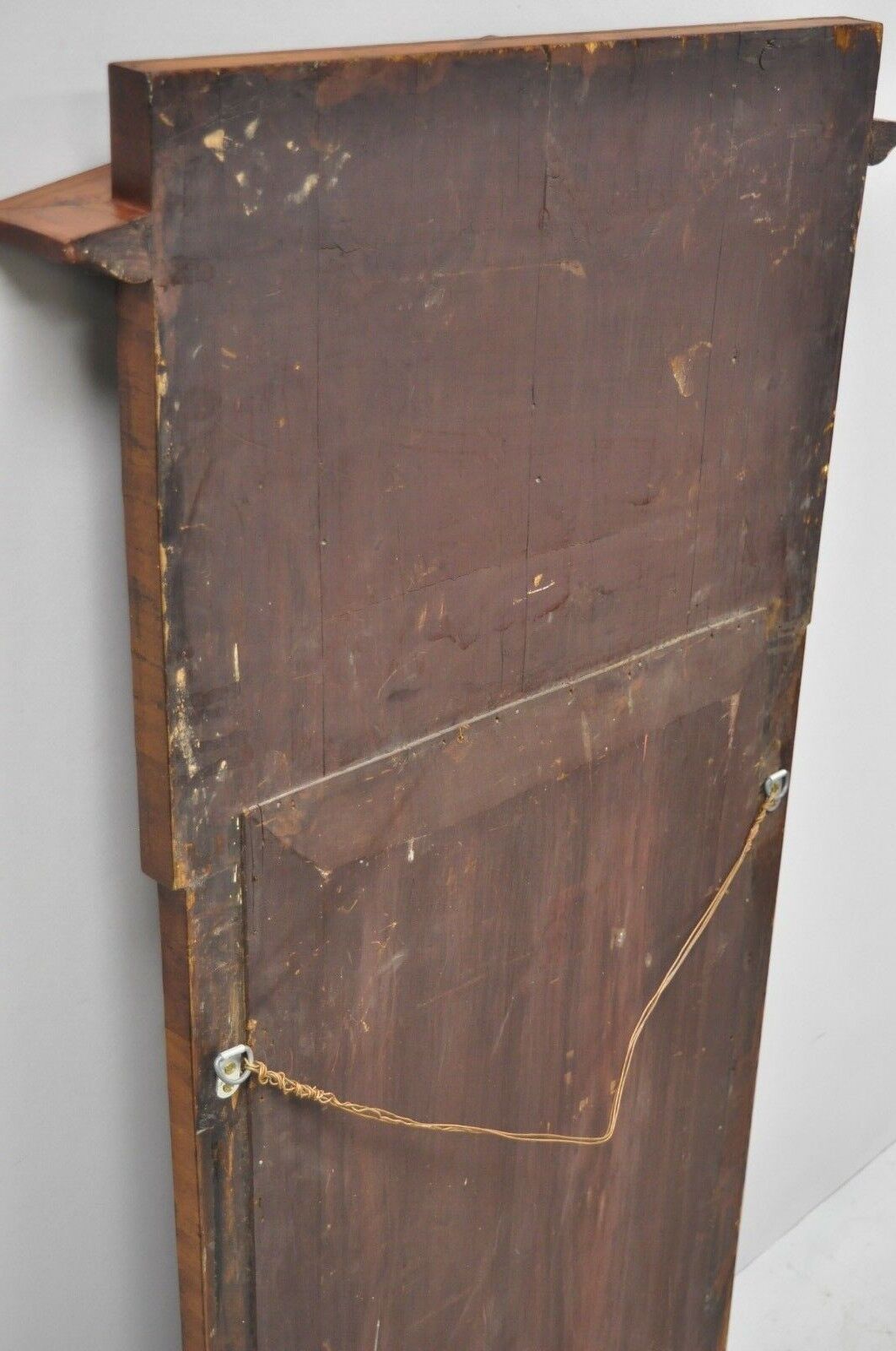 19th Century Satinwood Dutch Marquetry Inlaid Beveled Glass Console Wall Mirror