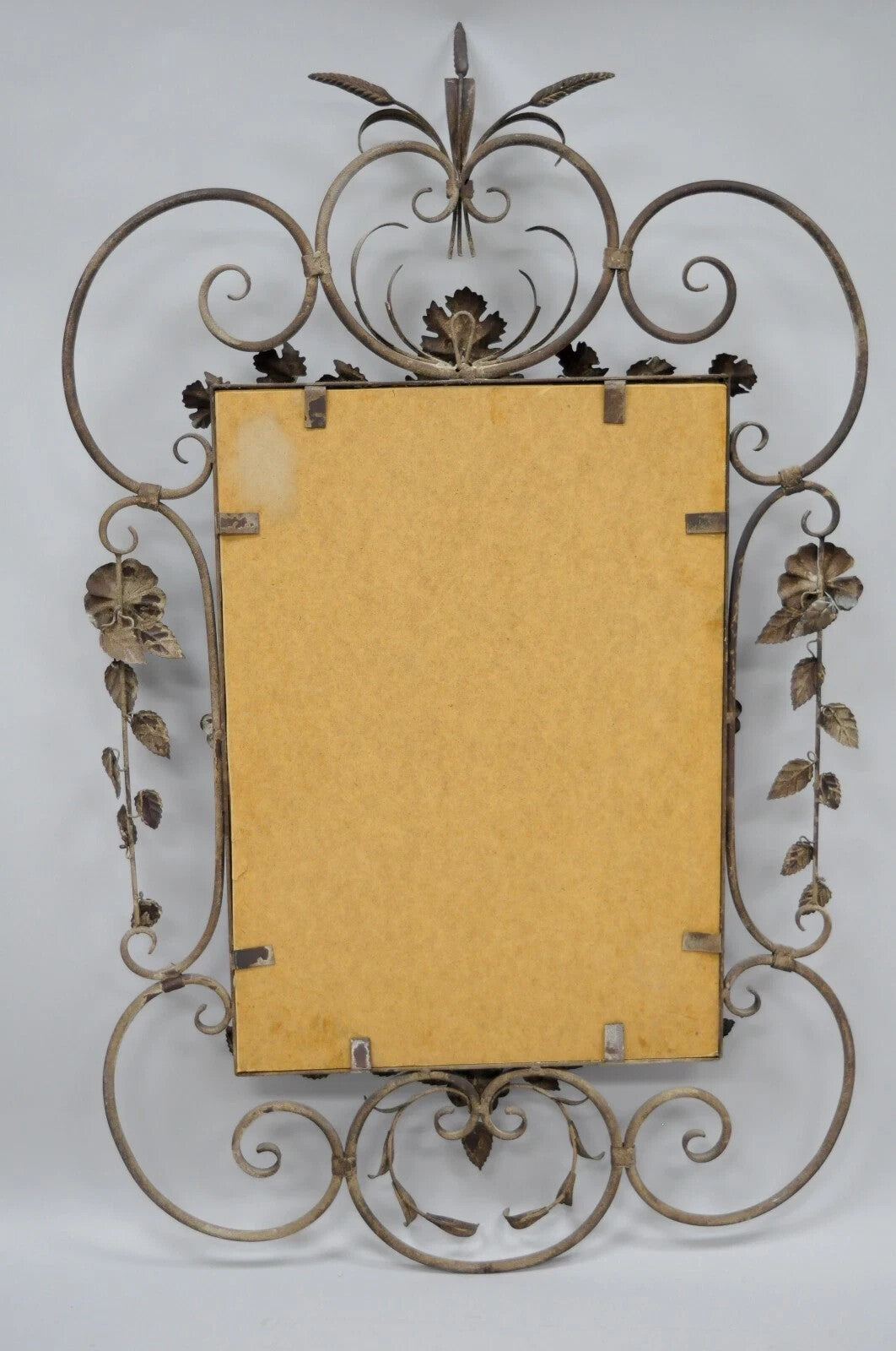 French Country Style Iron Metal Scroll Italian Wheat Sheaf 50" Large Wall Mirror