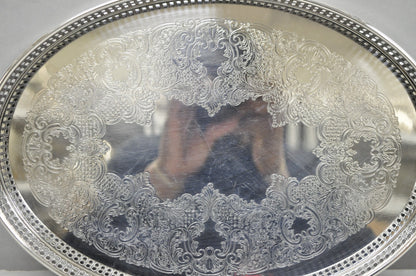 Vintage William Adams WA Italy Silver Plated Oval Raised Gallery Bar Tray