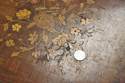 Antique French Louis XV Style Marquetry Inlay Bronze Ormolu Rosewood Side Table
