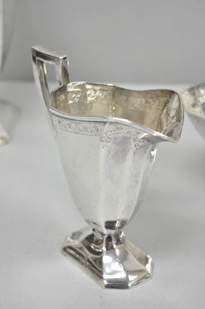Antique English Art Deco Silver Plated Tea Service Set by BSCEP (5329) - 4 Pcs