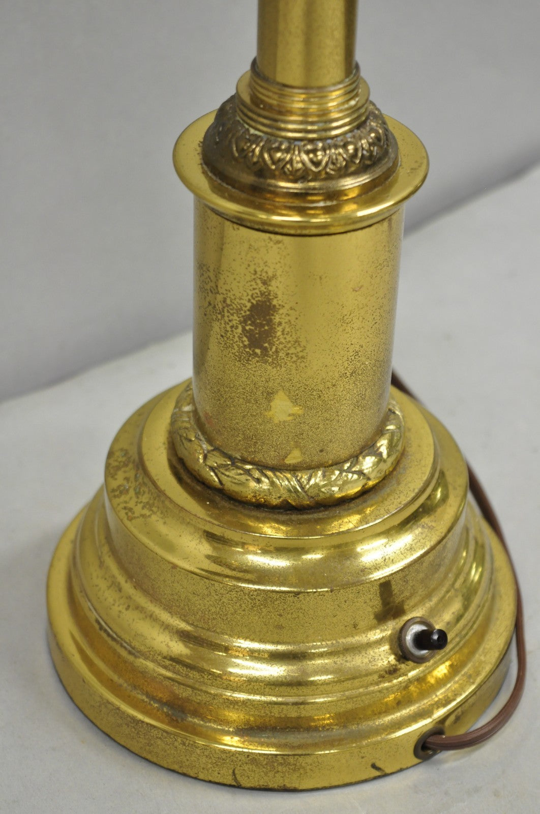 Vintage French Empire Brass Metal Bouillotte Desk Table Lamp w/ Spartan Helmet