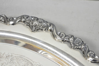 Vintage Poole 400 Lancaster Rose Silver Plated Bar Serving Platter Tray on Feet