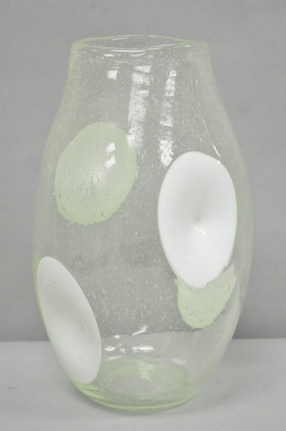 Vintage Mid Century Italian Modern Pulegoso Bubble Glass White Dimple 14" Vase