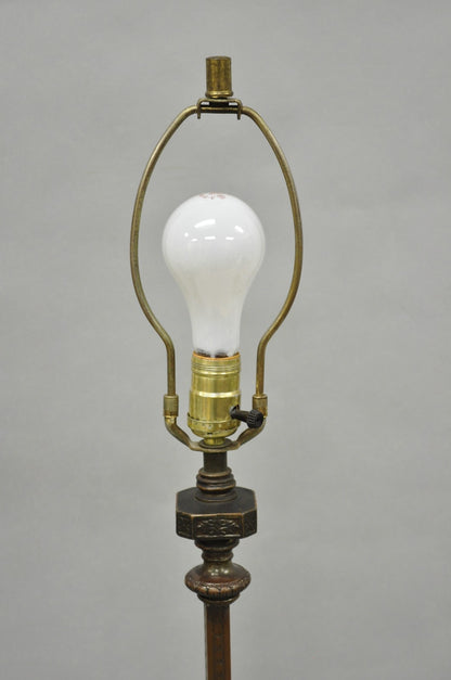 Antique Gothic Renaissance Oscar Bach Style Bronze Paw Foot Pole Floor Lamp
