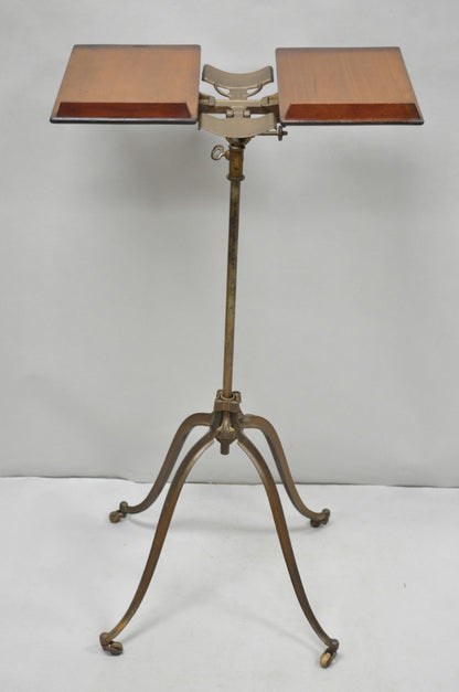 Antique R.M. Lambie Victorian Walnut & Cast Iron Bible Book Stand Lectern