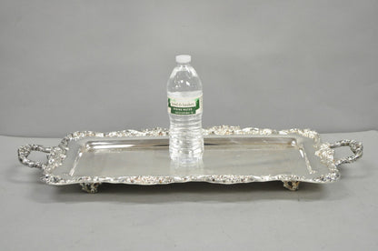 Vintage Leonard Victorian Ornate Silver Plated Narrow Trinket Dish Bar Tray