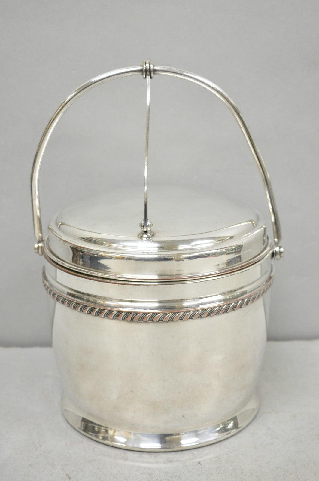 Vintage Bernard Rice's Sons Silver Plated Reticulating Hinge Lid Bar Ice Bucket
