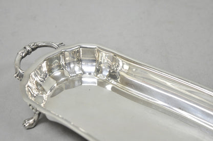 Vintage English Regency Silver Plated Paw Foot Scalloped Narrow Trinket Dish