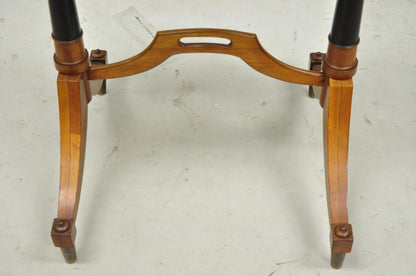Vintage Weiman Heiroom French Empire Regency Style Black Leather Top Side Table