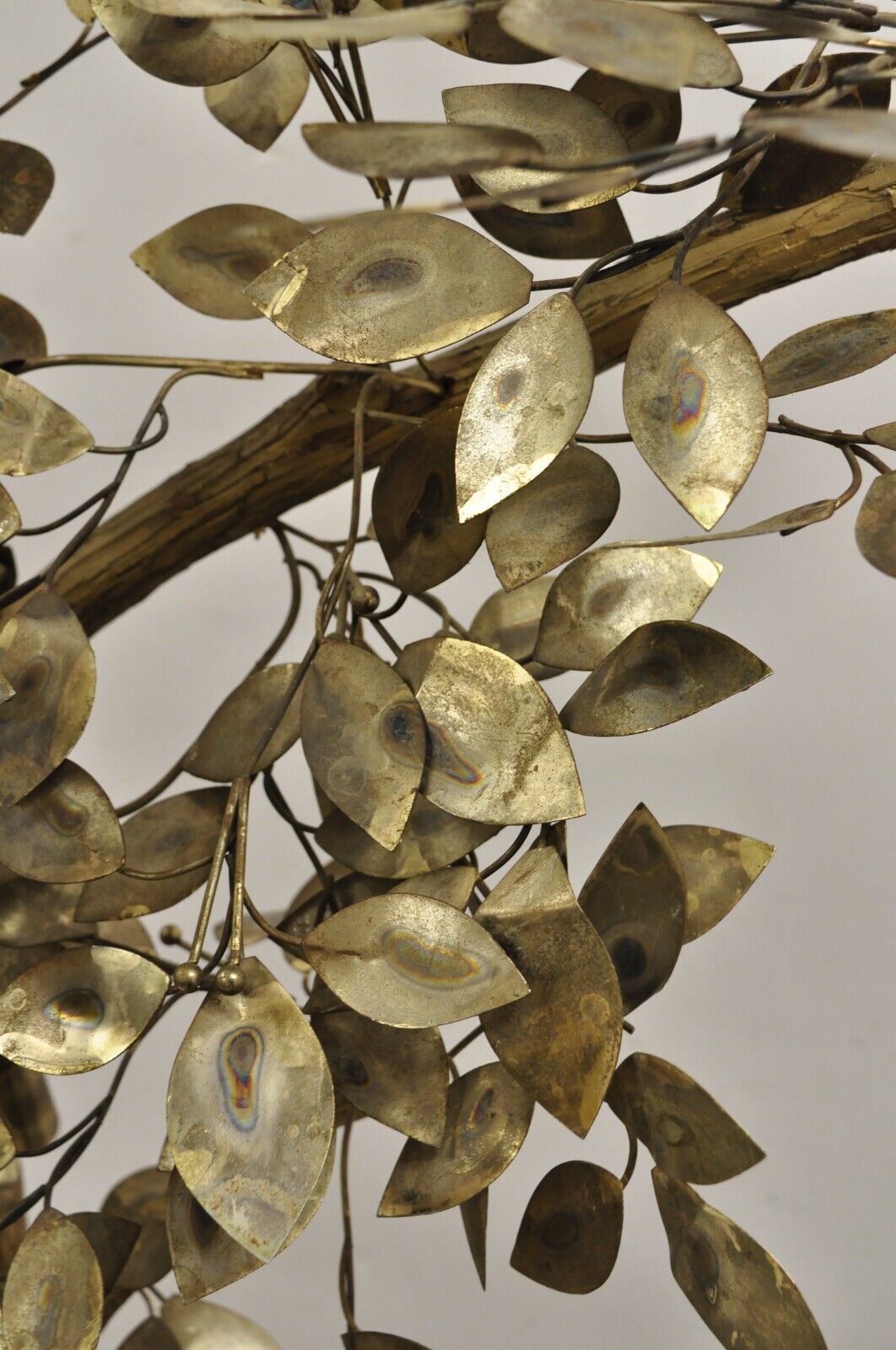 Vintage Mid Century Modern Curtis Jere Style Brutalist Brass Tree Sculpture