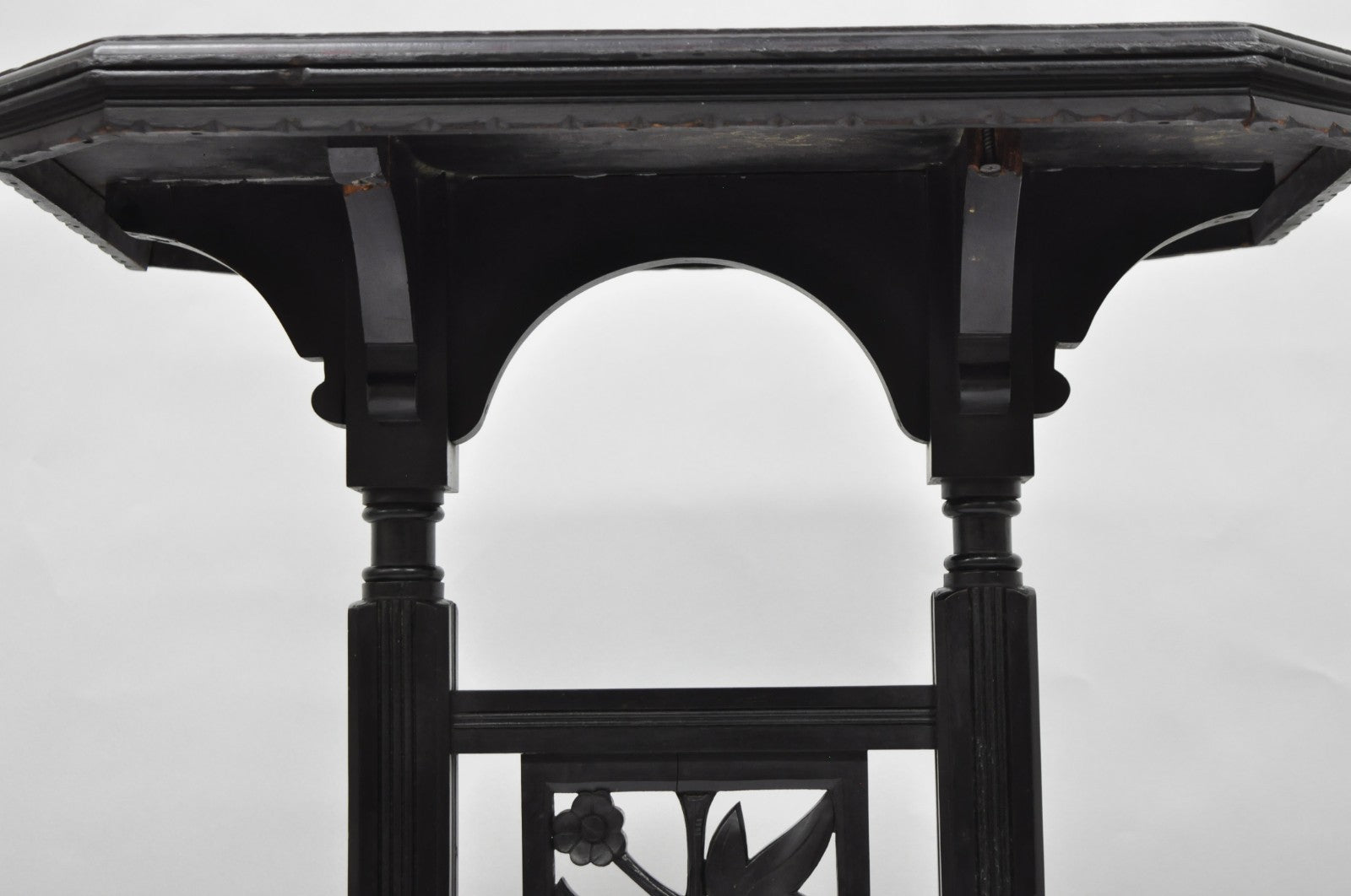 Antique Victorian Aesthetic Movement Black Ebonized 34" Plant Stand Side Table