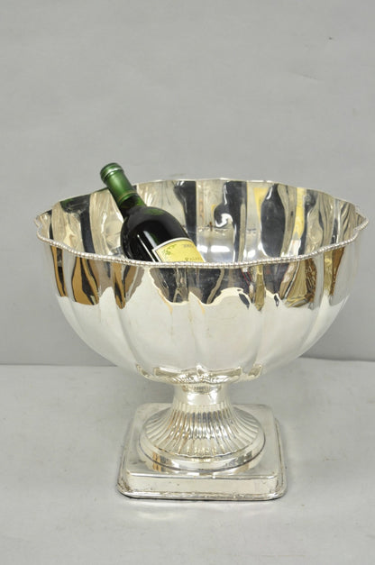 Regency Style Silver Plated Scalloped Pedestal Punch Bowl Champagne Ice Bucket
