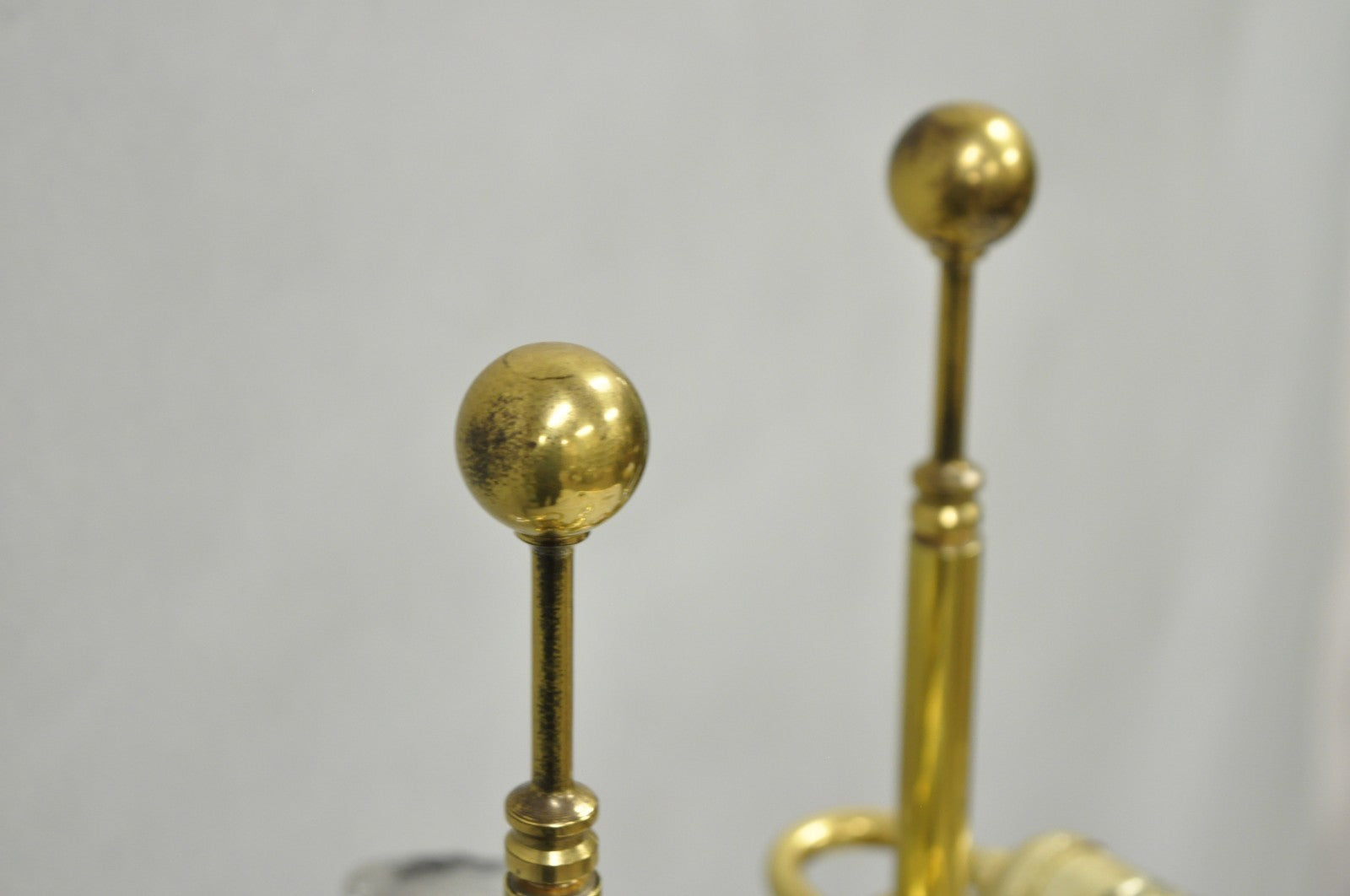 Vintage French Empire Brass & Italian Black Marble Column Table Lamps (B), Pair
