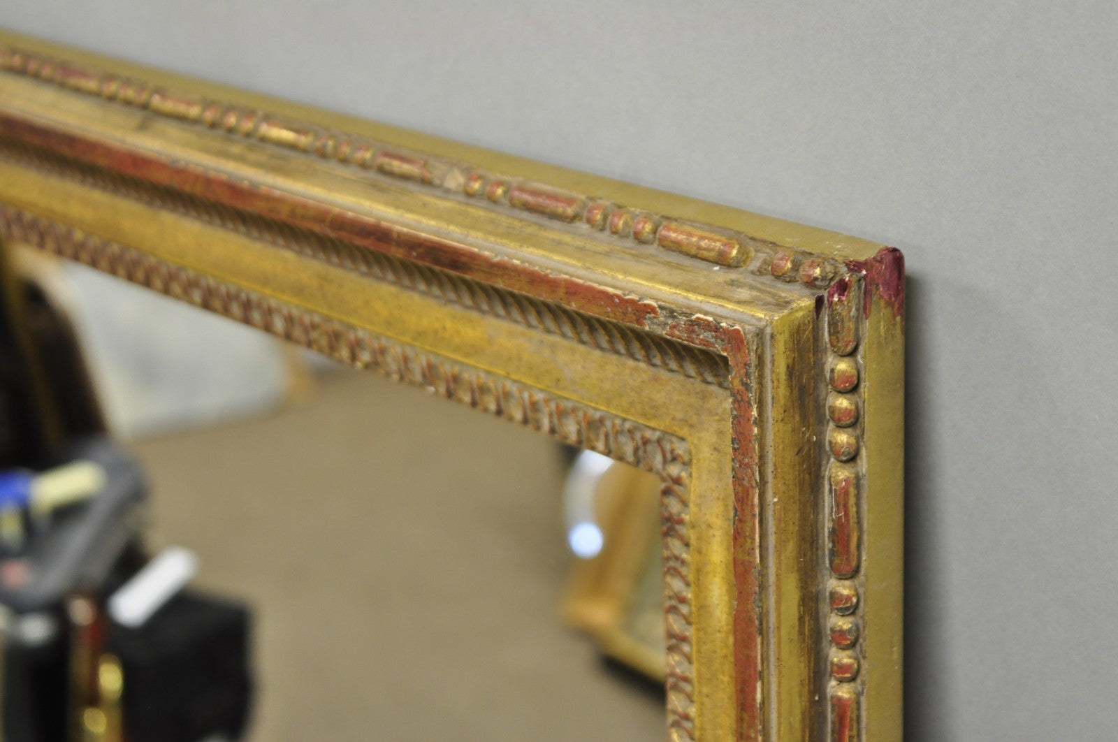Vintage Italian Hollywood Regency Gold Giltwood Large Rectangular Wall Mirror