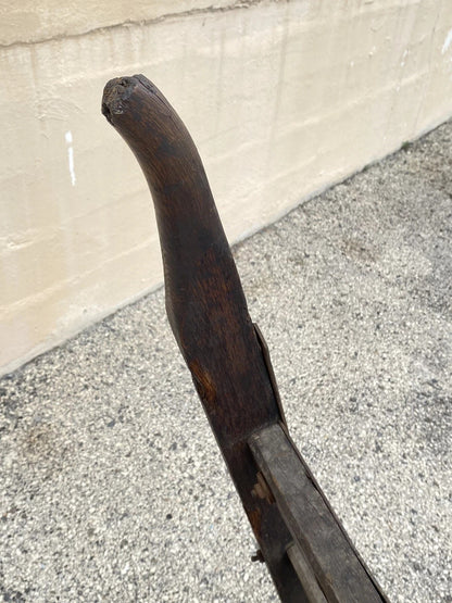 Antique Industrial Vintage Oak Wood and Steel Metal Factory Hand Truck