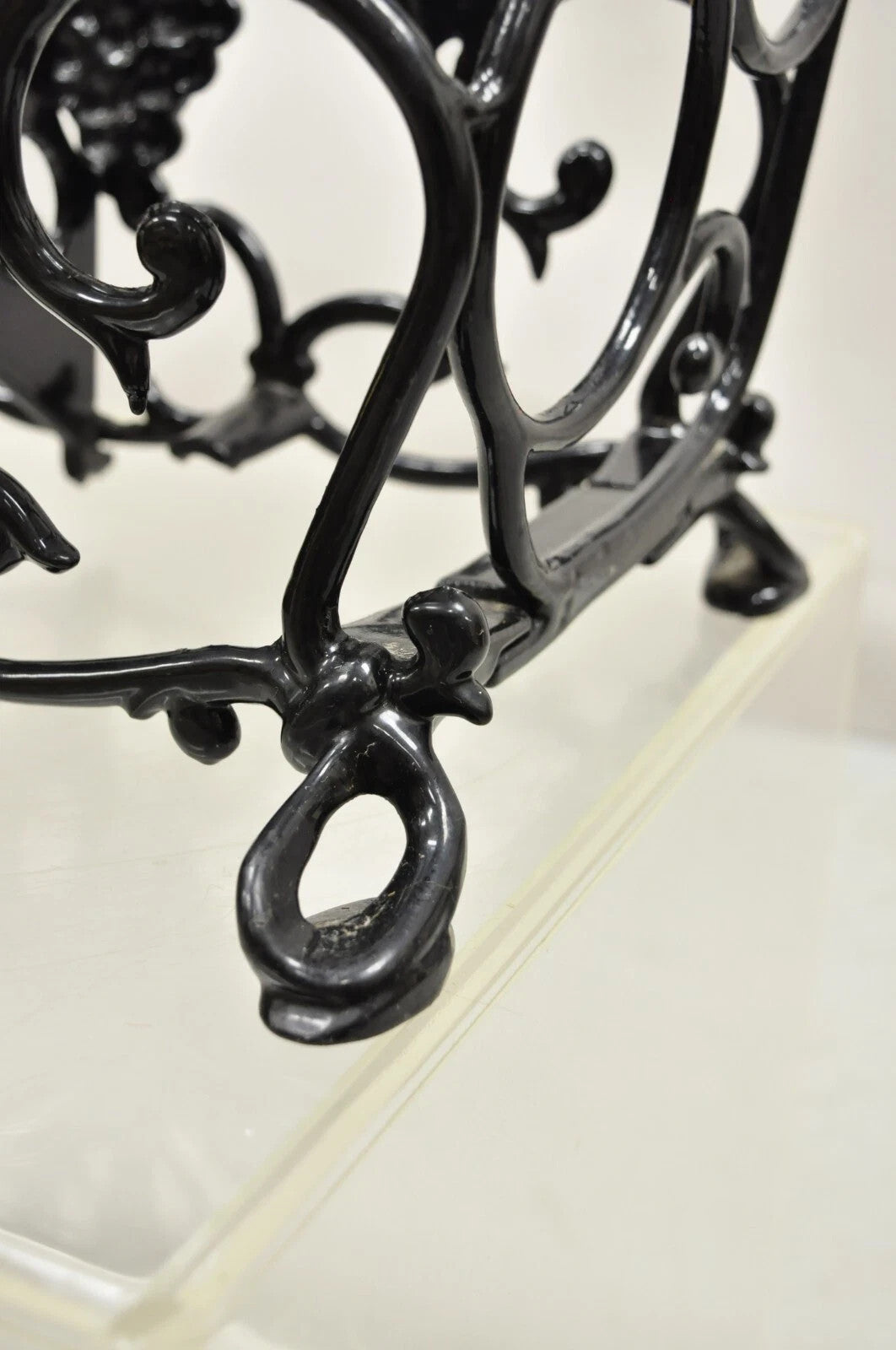 Vintage Victorian Style Black Cast Iron 6 Wine Bottle Rack Holder with Grapes