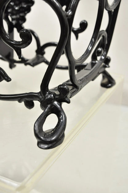 Vintage Victorian Style Black Cast Iron 6 Wine Bottle Rack Holder with Grapes