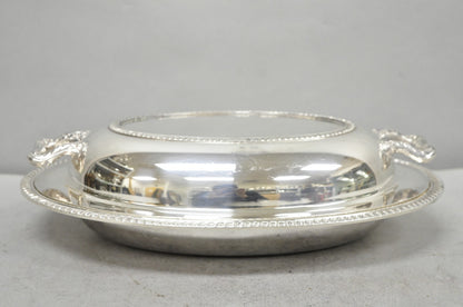 Vintage Oneida Fiesta Silver Plated Oval Covered Vegetable Serving Dish Platter