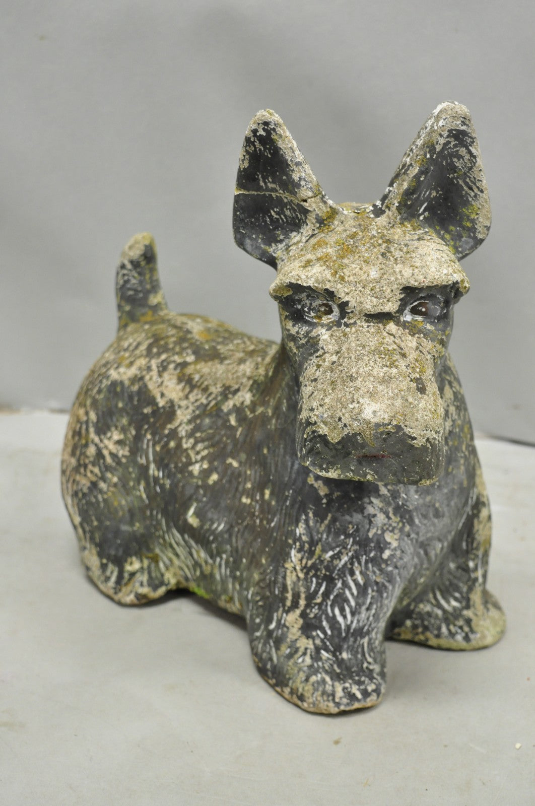 Vintage Scottish Terrier Scotty Dog 12" Small Cast Stone Concrete Garden Figure