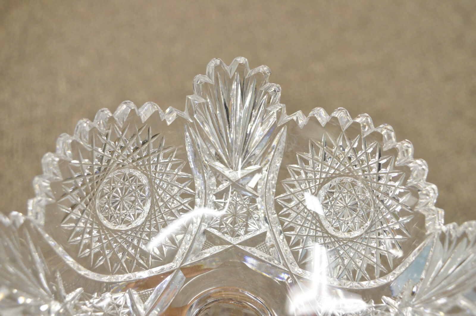 Antique Brilliant Cut Crystal Glass Candy Compote Pedestal Nut Dish - a Pair