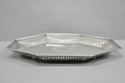 Antique Ellis Barker English Edwardian Silver Plated Octagonal Trinket Dish Tray