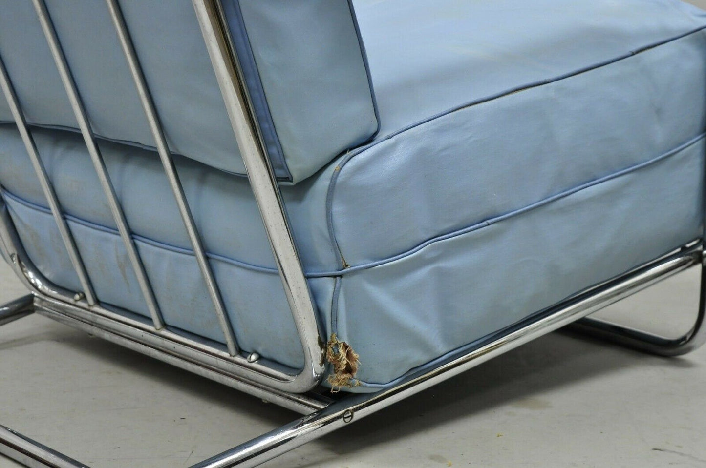 Vintage Gilbert Rohde for Troy Sunshade Art Deco Easy Chair Blue Lounge Chair