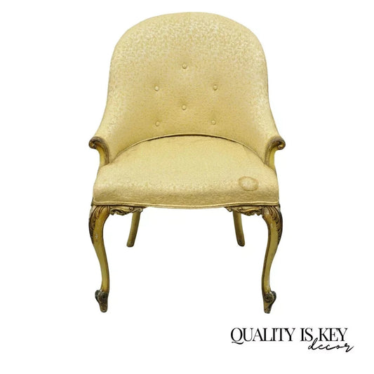 Antique French Louis XV Style Cream Painted Boudoir Vanity Accent Side Chair